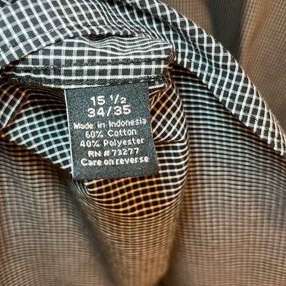Men’s Black check slim fit button up shirt 15-1/2 34/35 - Picture 10 of 11